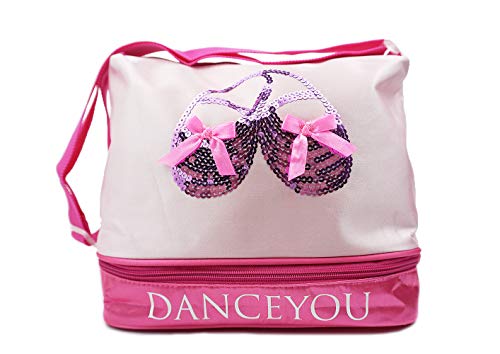 DANCEYOU Bolsa de Ballet Danza Deportes para Niña Tote Bolsa de satén Personalizada Bordada Princesa Niña Infantil