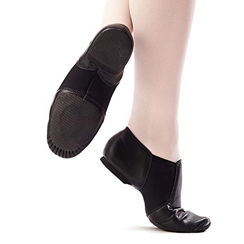 DANCEYOU Jazz e Moderna Zapatos de Baile Cómodo Ponerse Cuero Fino Zapatillas de Danza de Jazz de Práctica Split Suela para Niños y Adultos Unisex EU28