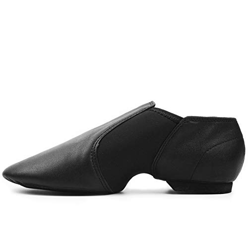 DANCEYOU Jazz e Moderna Zapatos de Baile Cómodo Ponerse Cuero Fino Zapatillas de Danza de Jazz de Práctica Split Suela para Niños y Adultos Unisex EU28