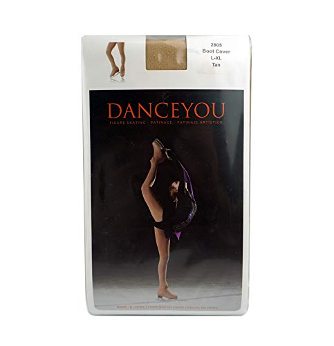 DANCEYOU Mallas Brillantes de Patinaje Artístico para Niños y Adultos con Hebillas Dobles y Cristal Centelleante Cubre Patins Elástico y Ajustado L-N