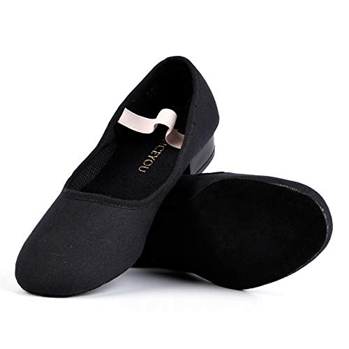 DANCEYOU Negros Zapatos de Baile Caracter de Lona con Tacón Bajo para Mujeres y Niñas, Zapatos de Baile Modernos, Zapatos de Baile de salón, Zapatos Casuales de Baile, 33 EU