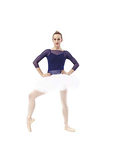 DANCEYOU Profesional Falda Tutu de Ballet para Mujer 7 Capas Short Falda de Tul Accesorios de Vestimenta de Baile Vestirse Disfraces Danza con Calzoncillos, Blanco XS