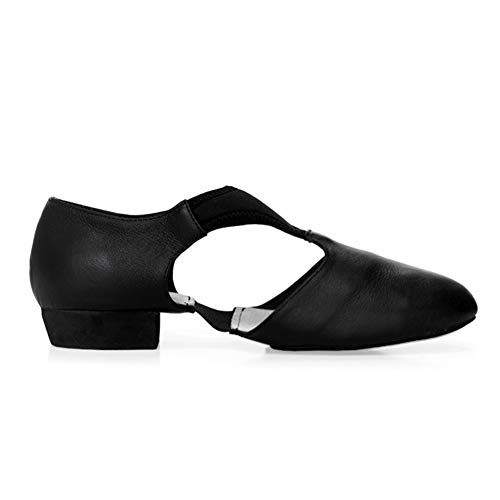 DANCEYOU Sandalias Zapatos de práctica de enseñanza contemporánea con Suela de Gamuza Sandalias de enseñanza de Cuero para Bailarina, Negro 245