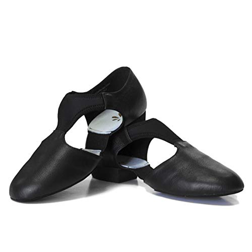 DANCEYOU Sandalias Zapatos de práctica de enseñanza contemporánea con Suela de Gamuza Sandalias de enseñanza de Cuero para Bailarina, Negro 245