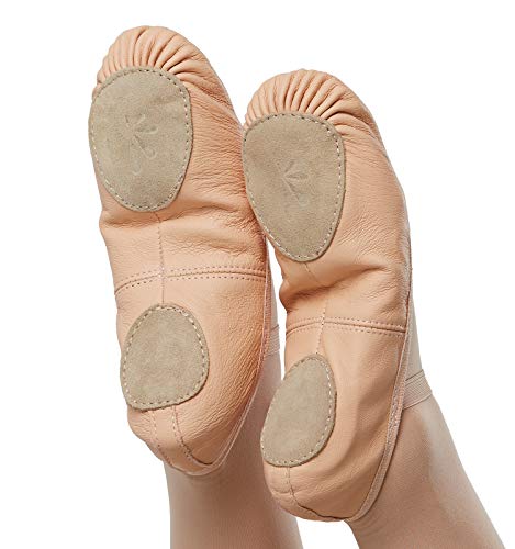 DANCEYOU Zapatos de Ballet de Cuero Zapatillas Gimnasia Ritmica de Rosa Carne para Niñas y Mujeres Suela Partida EU39/39.5