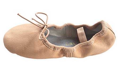 DANCEYOU Zapatos de Ballet de Cuero Zapatillas Gimnasia Ritmica de Rosa Carne para Niñas y Mujeres Suela Partida EU39/39.5