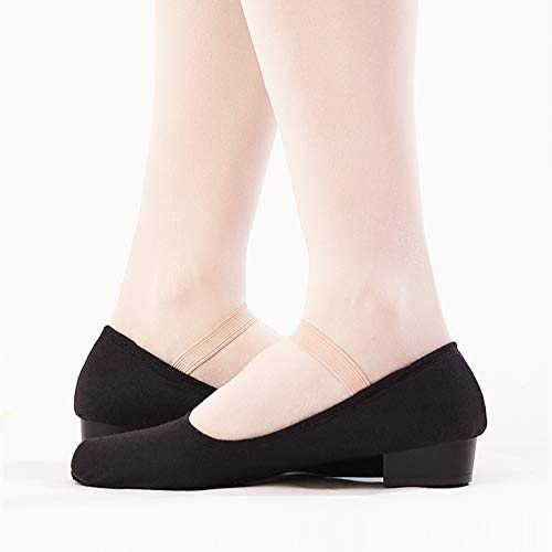 DANCEYOU Zapatos de carácter Negro Zapatos de Baile de Lona de tacón bajo Zapatilla de Baile de Salón Modernos Bailarina Niño Adulto Zapatos Casuales de Baile, 36 EU