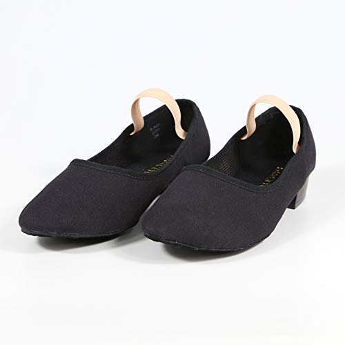 DANCEYOU Zapatos de carácter Negro Zapatos de Baile de Lona de tacón bajo Zapatilla de Baile de Salón Modernos Bailarina Niño Adulto Zapatos Casuales de Baile, 28 EU