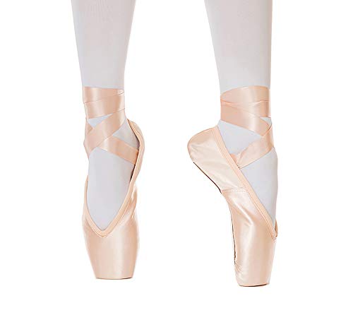 DANCEYOU Zapatos de Punta Satén Zapatillas de Ballet con de Cintas para Mujeres y Niñas Rosa, Medio Duro 36 EU