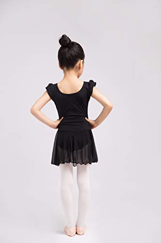 Dancina - Maillot con falda, manga ondulada, para niñas - negro - 2-3 años