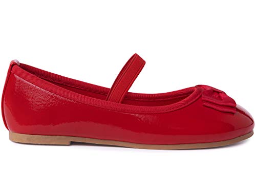Dancina Zapatos de bailarina para niña, cerrados con correa y lazo., color Rojo, talla 25 EU