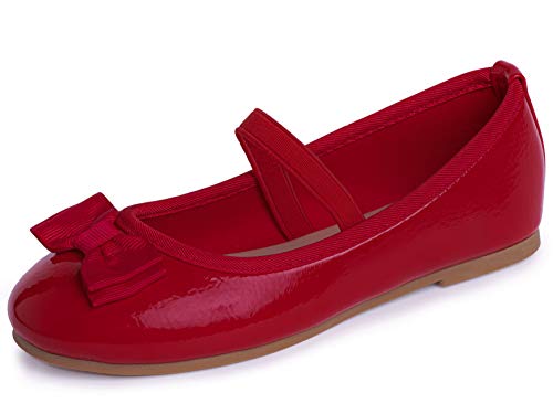 Dancina Zapatos de bailarina para niña, cerrados con correa y lazo., color Rojo, talla 25 EU