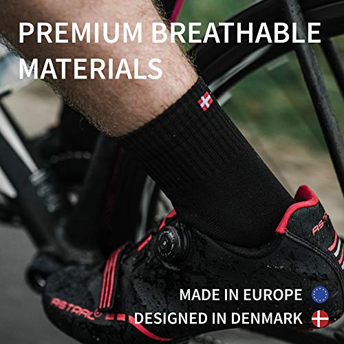 DANISH ENDURANCE Calcetines de Ciclismo para Hombres y Mujeres, Paquete de 3 Calcetines de Bicicleta Transpirables hasta el Tobillo (1 x Rayas, 1 x Negro, 1 x Azul), EU 43-47 DANISH ENDURANCE Calcetines de Ciclismo para Hombres y Mujeres, Paquete de 3 Calcetines de Bicicleta Transpirables hasta el Tobillo (1 x Rayas, 1 x Negro, 1 x Azul), EU 43-47