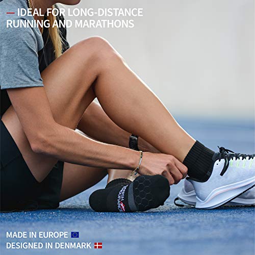 DANISH ENDURANCE Calcetines de Running para Largas Distancias 3 Par (Negro/Gris, EU 39-42)