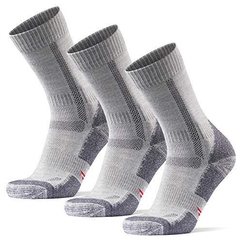 DANISH ENDURANCE Calcetines de Senderismo y Trekking de Lana Merina para Hombre, Mujer y Niños, Otoño e Invierno, Calcetines Térmicos de montaña, Pack de 3 (Gris Claro, EU 43-47)