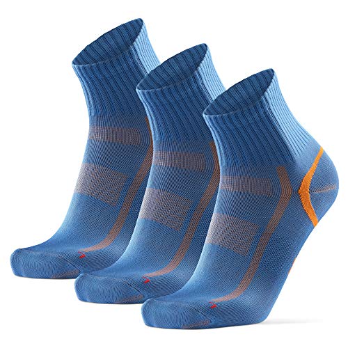 DANISH ENDURANCE Calcetines Deportivos Quarter Pro 3 Pares (Azul/Naranja, EU 43-47)