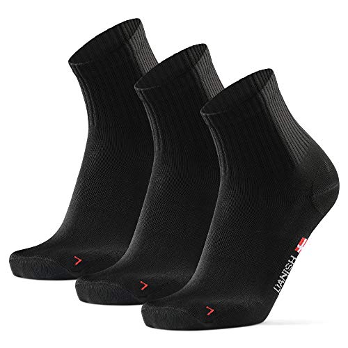 DANISH ENDURANCE Calcetines Deportivos Quarter Pro 3 Pares (Negro sólido, EU 39-42)