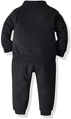 Dannel Baby Boys Girls Tracksuit Sweatshirt Top + Sweatpants Zipper Coat Outfits Set Long Sleeve Pants Sportswear,Black,3-4T