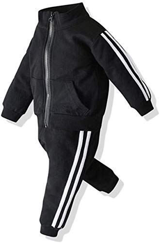 Dannel Baby Boys Girls Tracksuit Sweatshirt Top + Sweatpants Zipper Coat Outfits Set Long Sleeve Pants Sportswear,Black,3-4T