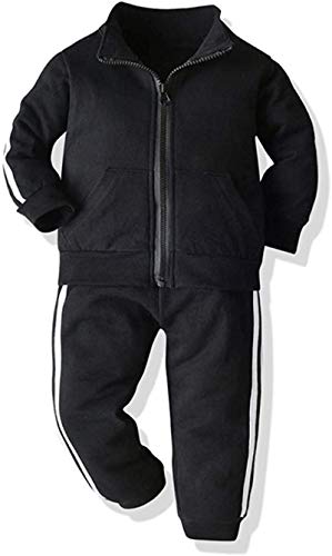 Dannel Baby Boys Girls Tracksuit Sweatshirt Top + Sweatpants Zipper Coat Outfits Set Long Sleeve Pants Sportswear,Black,3-4T