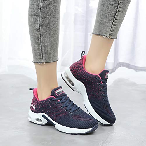 Dannto Zapatos Deporte Mujer Zapatillas Deportivas Correr Gimnasio Casual Zapatos para Caminar Mesh Running Transpirable Aumentar Más Altos Sneakers (Azul,41)