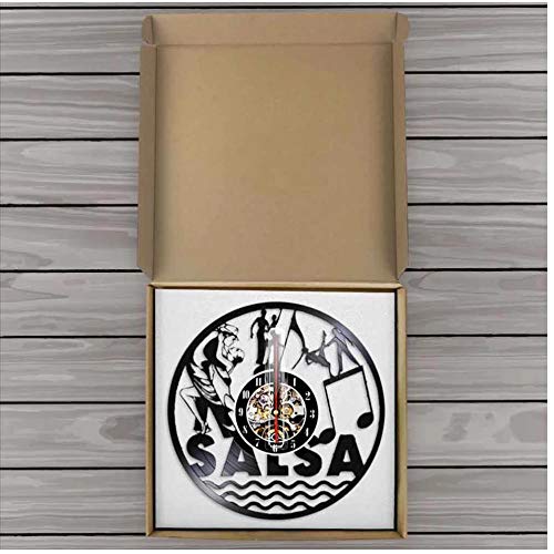 Danza Latina Salsa Danza Arte de la Pared Reloj de Pared Pareja de Baile Disco de Vinilo Reloj de Pared Salón de Baile Latino Estudio Reloj Bailarina Regalo 12 Pulgadas