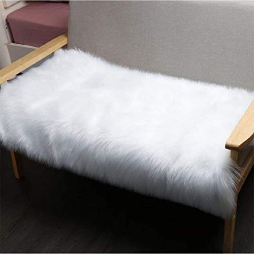 DAOXU Piel de Imitación,Cozy sensación como Real, Alfombra de Piel sintética Lavable para sofá o Dormitori (60 x 90cm, Blanco)