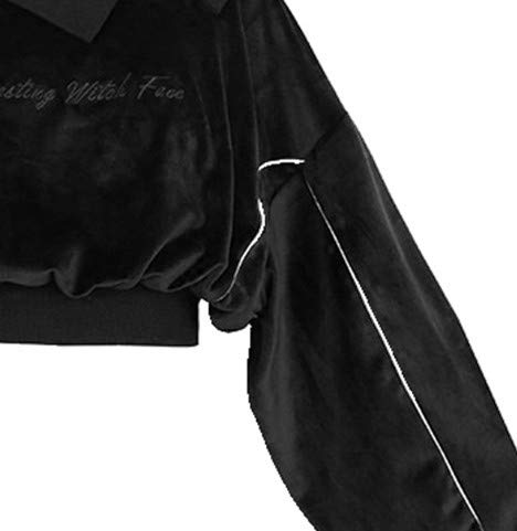 Dark Girl - Sudadera de terciopelo con bordado y hombros inclinados Negro Negro ( L