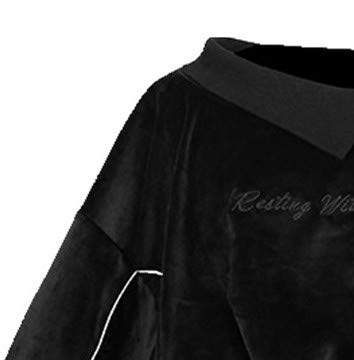 Dark Girl - Sudadera de terciopelo con bordado y hombros inclinados Negro Negro ( L