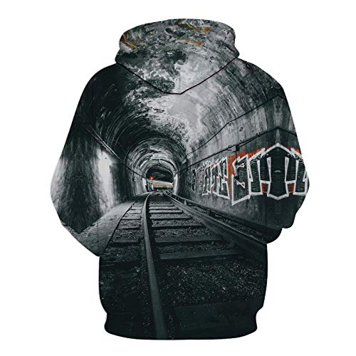 DASHUAI Chaqueta con Capucha A Prueba De Viento con Estampado 3D Unisex Sudadera para Hombre Pullover Ropa Deportiva Bolsillos Superiores con Cordón Informal, Vía De Tren,XL DASHUAI Chaqueta con Capucha A Prueba De Viento con Estampado 3D Unisex Sudadera para Hombre Pullover Ropa Deportiva Bolsillos Superiores con Cordón Informal, Vía De Tren,XL
