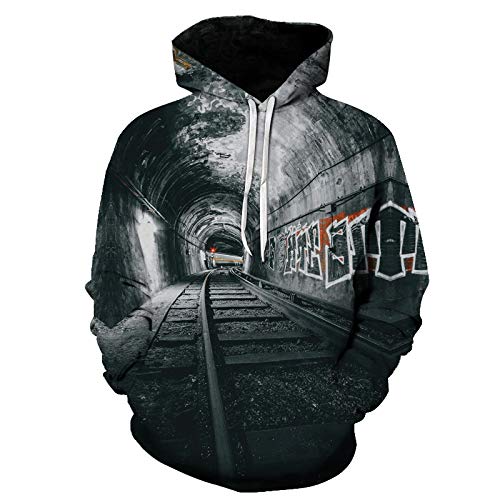 DASHUAI Chaqueta con Capucha A Prueba De Viento con Estampado 3D Unisex Sudadera para Hombre Pullover Ropa Deportiva Bolsillos Superiores con Cordón Informal, Vía De Tren,XL DASHUAI Chaqueta con Capucha A Prueba De Viento con Estampado 3D Unisex Sudadera para Hombre Pullover Ropa Deportiva Bolsillos Superiores con Cordón Informal, Vía De Tren,XL