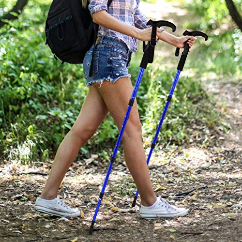 DAUERHAFT Bastón de Senderismo Antideslizante portátil Bastones de Senderismo Ajustables, Ligeros y duraderos para Senderismo de montaña al Aire Libre Viajes para mochileros Caminar Trekking para