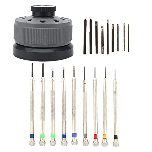 DAUERHAFT Destornillador de 0,6 mm-2,0 mm, Kit de Destornillador de 9 Piezas, Herramienta de Destornillador Profesional, plástico metálico para Trabajos de reparación de Relojes