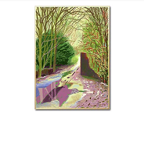 David Hockney La llegada de la primavera en Woldgate East Forest Tree River Paisaje Lienzo abstracto Pintura Impresión Póster Arte de la pared Imagen Sala de estar Decoración del hogar