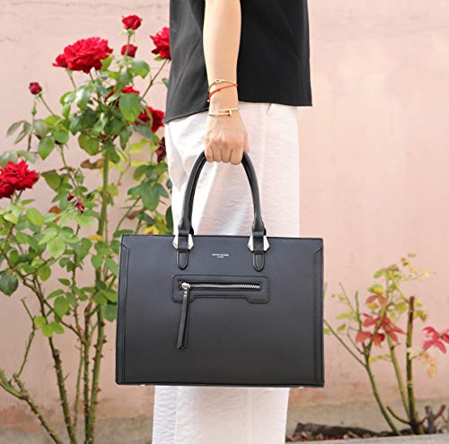 David Jones - Bolso de Mano Trabajo Mujer - Shopper Tote Bag PU Piel - Grande Bolso Bandolera Hombro Cuero Asa Superior - Maletines A4 Diario Vida Satchel Mensajero Oficina Escuela - Negro David Jones - Bolso de Mano Trabajo Mujer - Shopper Tote Bag PU Piel - Grande Bolso Bandolera Hombro Cuero Asa Superior - Maletines A4 Diario Vida Satchel Mensajero Oficina Escuela - Negro