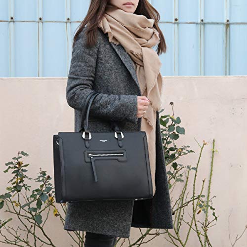David Jones - Bolso de Mano Trabajo Mujer - Shopper Tote Bag PU Piel - Grande Bolso Bandolera Hombro Cuero Asa Superior - Maletines A4 Diario Vida Satchel Mensajero Oficina Escuela - Negro David Jones - Bolso de Mano Trabajo Mujer - Shopper Tote Bag PU Piel - Grande Bolso Bandolera Hombro Cuero Asa Superior - Maletines A4 Diario Vida Satchel Mensajero Oficina Escuela - Negro