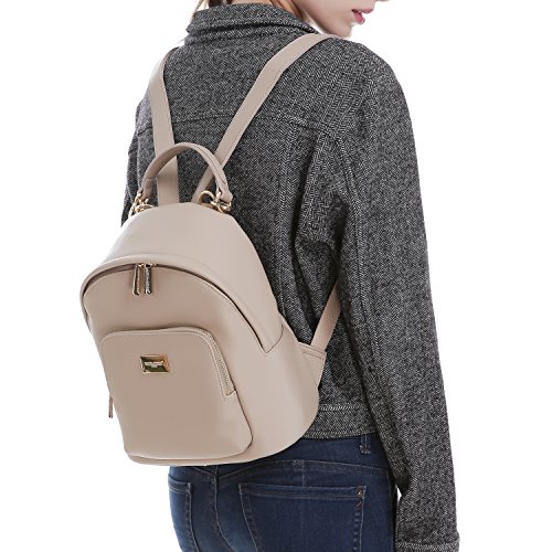 David Jones - Bolso Mochila Mujer Pequeña - Morral Cuero Piel PU Suave - Backpack Daypack Casual Mini Señora Niña - Bolsos de Mano Hombro Viaje Escolar Universidad Colegio Ocio Elegante Moda - Rosa