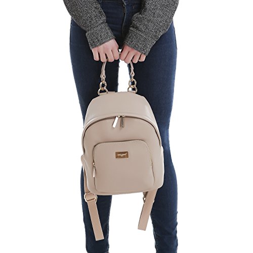 David Jones - Bolso Mochila Mujer Pequeña - Morral Cuero Piel PU Suave - Backpack Daypack Casual Mini Señora Niña - Bolsos de Mano Hombro Viaje Escolar Universidad Colegio Ocio Elegante Moda - Rosa