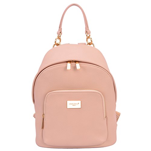 David Jones - Bolso Mochila Mujer Pequeña - Morral Cuero Piel PU Suave - Backpack Daypack Casual Mini Señora Niña - Bolsos de Mano Hombro Viaje Escolar Universidad Colegio Ocio Elegante Moda - Rosa