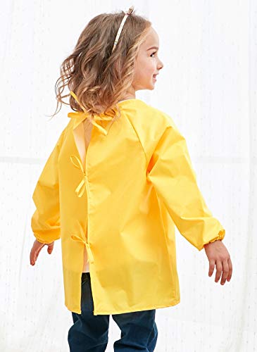 DAWNTUNG - Blusón Impermeable para Niños Infantil Delantal de Pintura con Mangas Largas Babi con Cuerda Ajustable Impermeable Jugar Comer Escolar - 4-7 Años