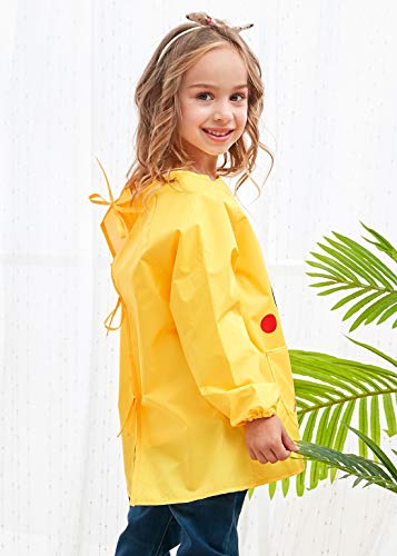 DAWNTUNG - Blusón Impermeable para Niños Infantil Delantal de Pintura con Mangas Largas Babi con Cuerda Ajustable Impermeable Jugar Comer Escolar - 4-7 Años