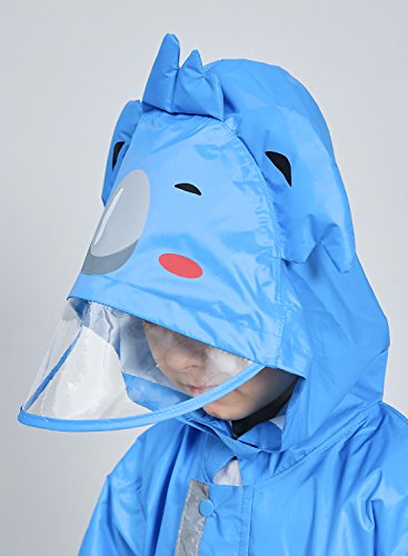DAWNTUNG Chubasquero Infantil Niño con Capucha Mangas Impermeable con Bandas Reflectantes S 90-105cm Azul DAWNTUNG Chubasquero Infantil Niño con Capucha Mangas Impermeable con Bandas Reflectantes S 90-105cm Azul