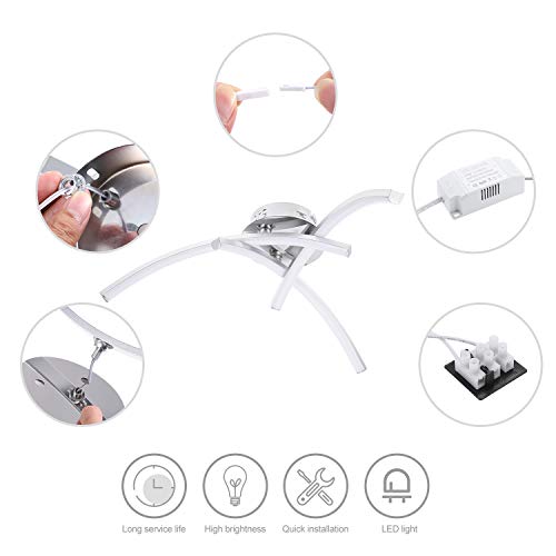 DAXGD Lámpara LED de techo, 21W Plafon LED de Techo Moderna, superficie en forma de horquilla para salón, dormitorio, escalera, pasillo, iluminación de techo, 220 V, Luz blanca fría DAXGD Lámpara LED de techo, 21W Plafon LED de Techo Moderna, superficie en forma de horquilla para salón, dormitorio, escalera, pasillo, iluminación de techo, 220 V, Luz blanca fría