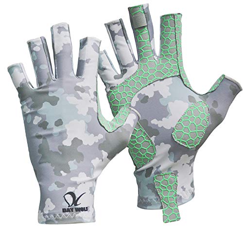 day wolf Guantes de Pesca Protección UV Transpirable sin Dedos UPF 50+ para Remo al Aire Libre Kayak Remo Senderismo Ciclismo Conducción Entrenamiento de Tiro para Hombres y Mujeres (Gris, S)