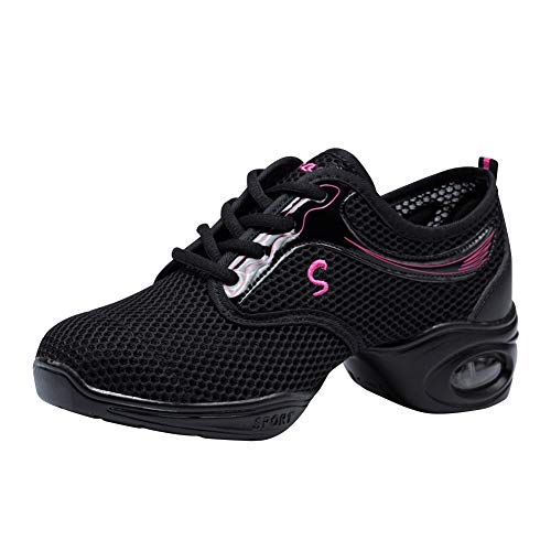 Daytwork Jazz Danza Deportes Zapatos Mujer - Mujeres Malla Suave Lona Split Suela Goma Cordones Zapatos Sneakers Moderno Teaching Entrenadores Practicidad