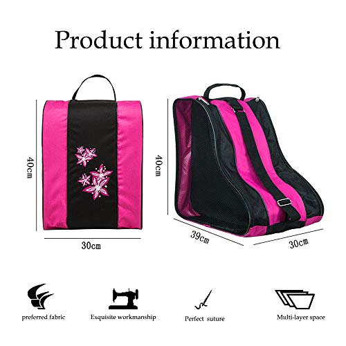 DAZISEN Bolsa para Patines - Mochila Protecciones Patines en Linea Patines de Hielo Skate Bag Unisex Adulto Niño Niña Rosa