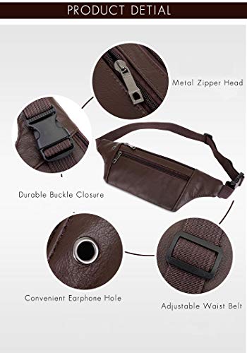 Dboar Riñonera Hombre Bolsa Cintura de Piel Vintage Bolsos para Teléfonos hasta 6 Pulgadas, Bolso Cinturón para Viajar, Hípica, Golf, Acampada