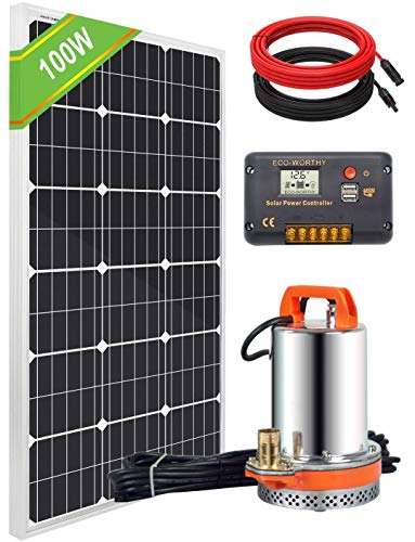 DC HOUSE - Sistema de Bombeo con energía Solar, Panel monocristalino + Bomba de Utilidad Sumergible + Controlador de 20 A para la irrigación del Agua