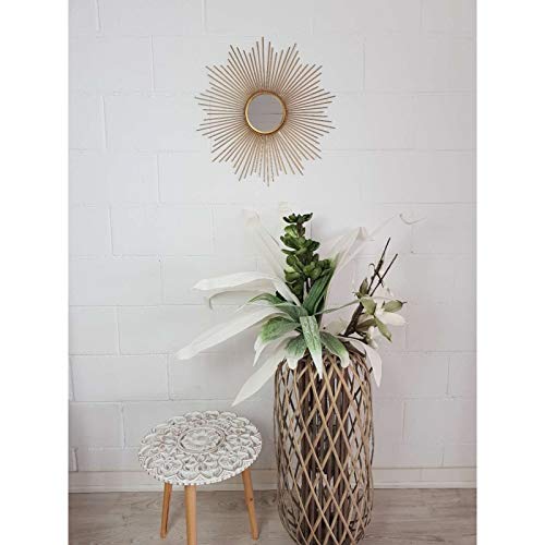 dcasa - Espejo de pared industrial dorado de metal para salon factory de 55 cm dcasa - Espejo de pared industrial dorado de metal para salon factory de 55 cm
