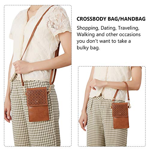DCCN Bolso Bandolera móvil, Bolso pequeño Bandolera para Damas Mujeres Marrón DCCN Bolso Bandolera móvil, Bolso pequeño Bandolera para Damas Mujeres Marrón